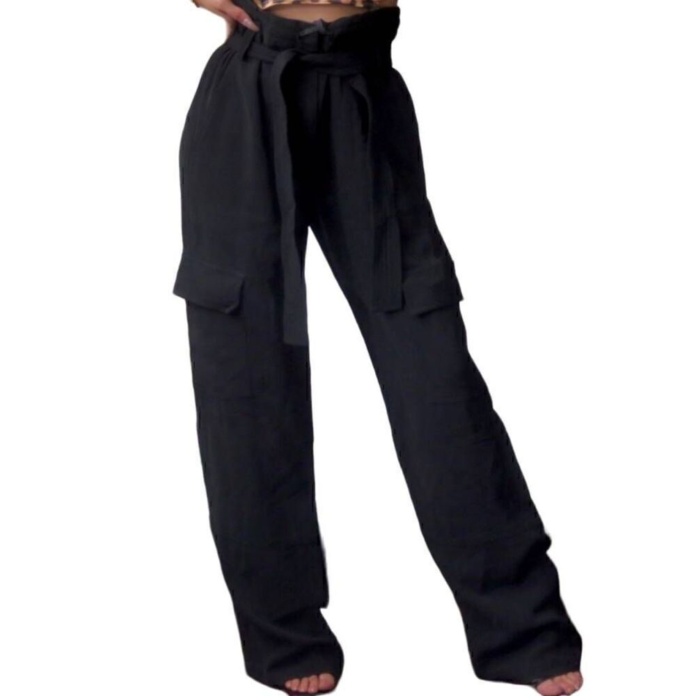 A.L.C High Waisted Cargo Paper Bag Trousers Pants Size